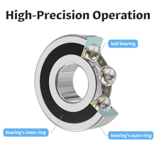 4 Pcs 626-2RS Ball Bearings, Carbon Steel, 6x19x6mm - size: 626-2RS 4Pcs