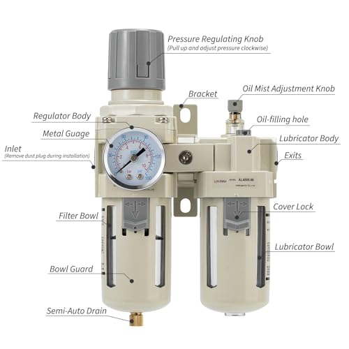Air Compressor Pressure Regulator,Gauge(0-150PSI),Water Separator For Air Compressor Semi-Auto Drain 3/4 NPT Threaded Interface - size: 3/4 NPT, style: Semi-Auto Drain