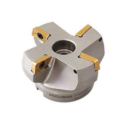 Accusize Industrial Tools 2.5'' by 0.75'' Bore, 75 Degree Indexable Face Mills with 4 Pcs Apkt1604 Carbide Inserts, 0028-2601 - size: 2.5"