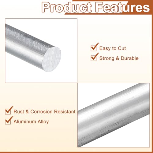 uxcell 1Pcs 5/16"(8mm) Dia Round Aluminum Rod, 16"(406mm) Long 6061 Aluminum Round Rod Solid Lathe Bar Stock for Industry Construction DIY Crafts - size: 9mm x 406mm