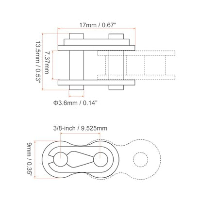 uxcell 6Pcs #35 Chain Master Connector Link Roller 3/8" Pitch Stainless Steel Standard Connecting Split Links for 06C Chain - size: 3/8 Inch