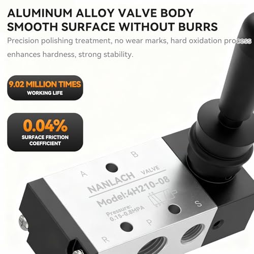 PNEUMATIC 3/8"NPT 5 Way 2 Postion Air Hand Lever Operated Valve Pneumatic Solenoid Valve Manual Control Push-Pull 4H310-10 - size: 3/8"NPT