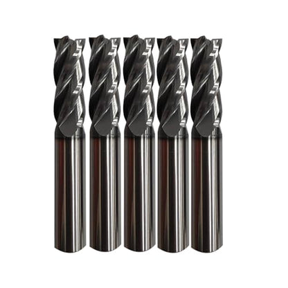1/16" Carbide Square End Mill Set for Alloy Steels/Hardened Steels, 4 Flute HRC 55 Deg AlTiN Coating End Mill Bits Set, CNC Router Bits (Pack of 5) - size: 1/16 inch