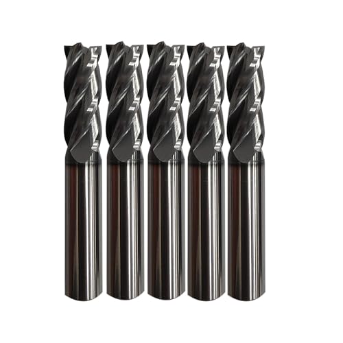 5pcs 5/64" Carbide Square End Mill for Steels, HRC 55 Deg, 4 Flute, AlTiN Coating End Mill Bits for Milling Alloy Steels, Hardened Steel, Metal & More - size: 5/64 inch