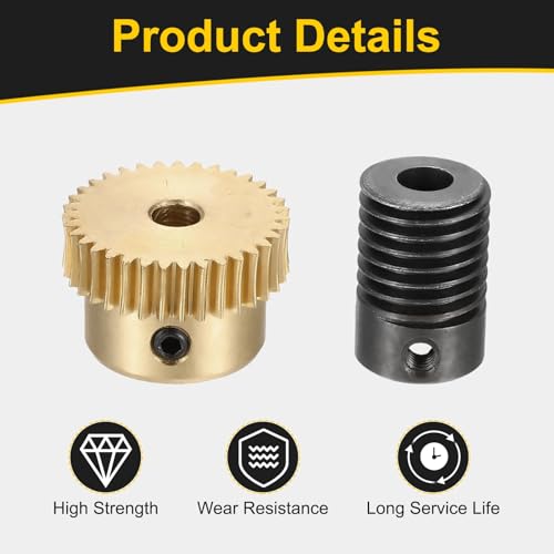 uxcell Worm Gear Set Right Rotation 35T 0.5 Module 1:35 Reduction Rate - size: Gear-4mm, Rod-5mm Bore, style: 0.5M-35T
