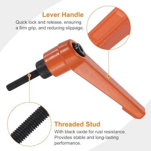 uxcell Clamping Lever Handles for Lathe, M4x20mm Male Thread Orange - size: M4x20mm