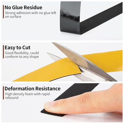 Yotache Neoprene Rubber Foam Tape 1 Inch Wide x 1/16 Inch Thick, 33 Ft - size: 1"x1/16"x33 FT