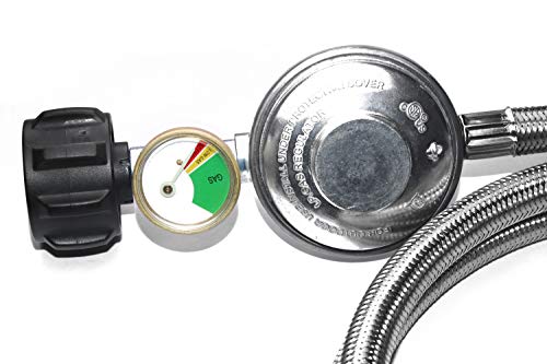 5 Feet Propane Regulator Hose with Tank Gauge for LP Gas Grill and Fire Pit - color: 5 Feet