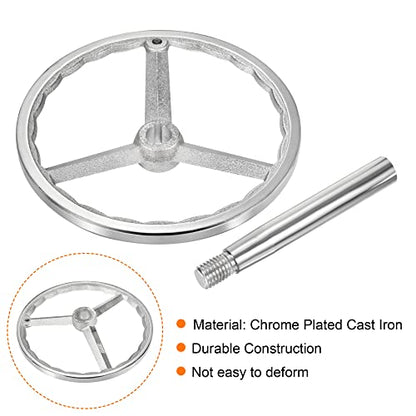 PATIKIL 305mm/12 Inch Diameter Rotary Handwheel, Cast Iron Chrome Plated
