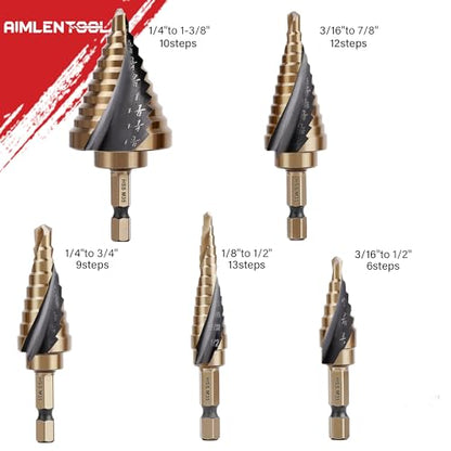 Hex Shank Cobalt Step Drill Bit Set - size: M35 Cobalt Hex Shank