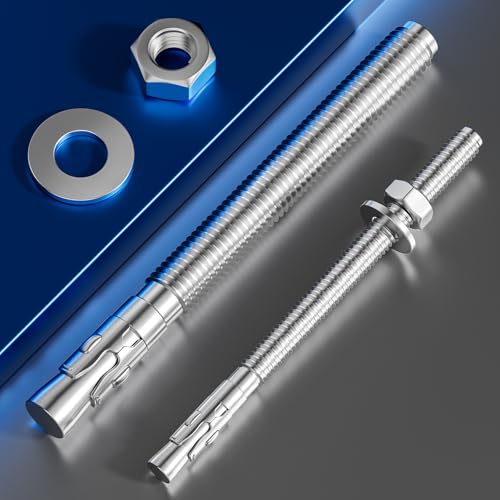 Wensilon 30Pcs 1/2x6 Inch Standard Fasteners for Heavy-Duty 304 Stainless Steel Wedge Anchors for Cement and Concrete - size: 1/2x6"