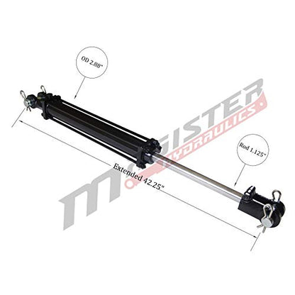 Double Acting Hydraulic Cylinder - AG Tie-Rod Hydraulic Cylinder 2500 PSI Agriculture Standard 2.5" bore 16" Stroke (2.5x16) - size: 16" Stroke, style: 2.5" Bore