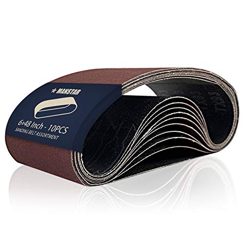 10 Pcs 6 x 48 Inch Assorted Aluminum Oxide Sanding Belt,80/120/150/240/400 Grit - size: 6x48(10pcs)