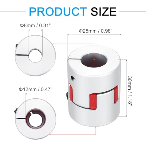 MECCANIXITY Aluminum Shaft Coupling Shaft Coupler 8mm to 12mm Flexible Spider Coupling L30mm x D25mm Coupler Jaw Spider Shaft Joint Connector for 3D Printers DIY CNC Router Milling Machine - size: 8mm to 12mm