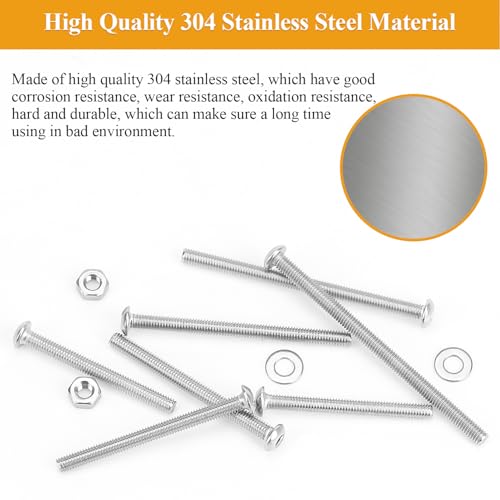 305 Pieces M3 x 30/35/40/45/50mm Button Head Socket Cap Screws Nuts Washers Set Silver, Sutemribor M3 Long Screws, M3 Stainless Screws Nuts Washers Assortment Kit, 304 Stainless Steel, Fully Threaded - size: M3 Long Screws Kit, style: Button Head