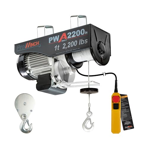 Prowinch Electric Hoist, 110V/120V, 2200lbs Lifting Capacity, 38ft Lifting Height, Wired Remote Control, Upper & Lower Limit Switches for Home Improvement, Warehouse Clearance, Garage Hoist System - size: 2200 lb Wired Remote