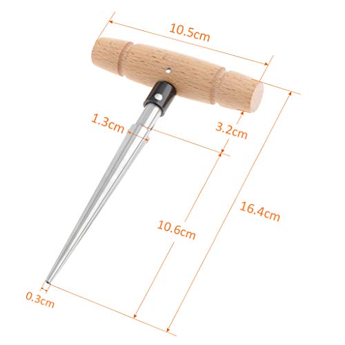 Alnicov Tapered Reamer Wood Hand Held Reamer T Handle Tapered 4 Fluted Chamfer Reaming Guitar Woodworker Cutting Tool
