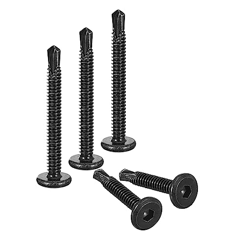 uxcell 100pcs Hex Socket Self Tapping Screws #10 x 2, 410 SS, Black - color: Black, size: #10 x 2"