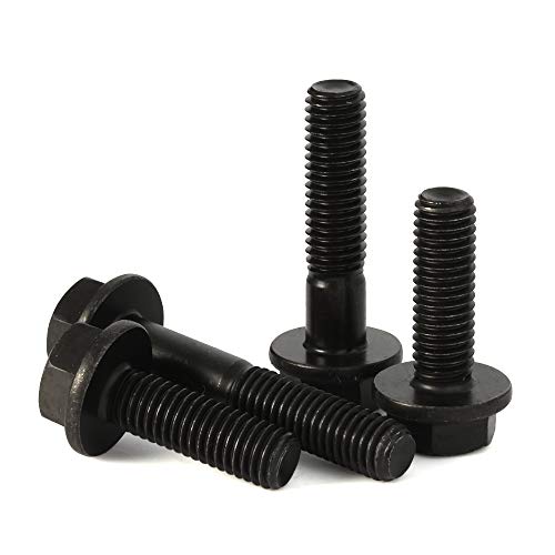 M6 x 60mm Flanged Hex Head Bolts Flange Hexagon Screws, Half Thread, Alloy Steel, Black Oxide Finish, Quantity 10 - size: M6-1.0 x 60mm
