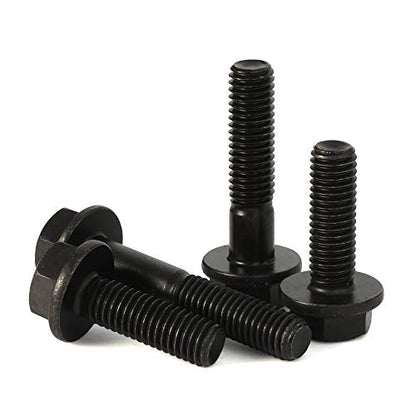 M6 x 60mm Flanged Hex Head Bolts Flange Hexagon Screws, Half Thread, Alloy Steel, Black Oxide Finish, Quantity 10 - size: M6-1.0 x 60mm
