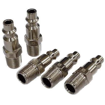 COSMOSTAR Industries Steel 1/4" MNPT Air Plug Fitting, 1/4 Inch Plug and 1/4" NPT Connector - Industrial Type Quick Connect Plugs (1/4" PMNPT0, 5 PCS)