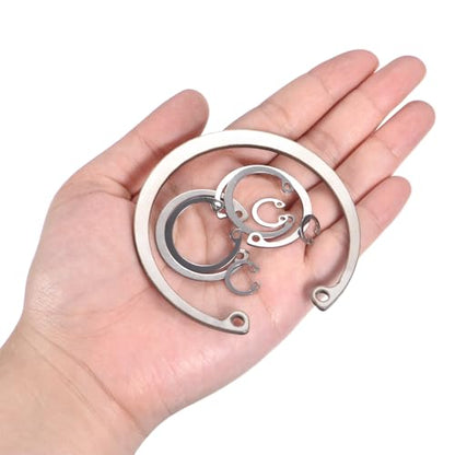 uxcell 50Pcs 13mm Internal Retaining Ring Circlip, 304 Stainless Steel Internal Circlip Snap Rings C-Clips for Grooved Shafts Studs, Silver Tone - size: 13mm