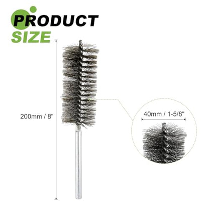 HARFINGTON 4pcs Wire Bore Brush Set 8 Inch Length 1.6 Inch Shank Stainless Steel Bristles Cleaning Brush for Clean Car Part Tube Kitchen Garage - size: 8 x 1.6 Inch