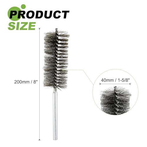 HARFINGTON 4pcs Wire Bore Brush Set 8 Inch Length 1.6 Inch Shank Stainless Steel Bristles Cleaning Brush for Clean Car Part Tube Kitchen Garage - size: 8 x 1.6 Inch