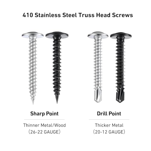Self Drilling Screws for Metal,#8 x 1-1/4 Inch 225Pcs Sheet Metal Modified Truss Head,410 Stainless Steel Black Zinc Plated Self Tapping Screws - color: Black Self Drilling, size: 8x1-1/4"