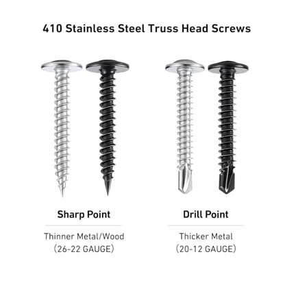 Self Drilling Screws for Metal,#8 x 1-1/4 Inch 225Pcs Sheet Metal Modified Truss Head,410 Stainless Steel Black Zinc Plated Self Tapping Screws - color: Black Self Drilling, size: 8x1-1/4"