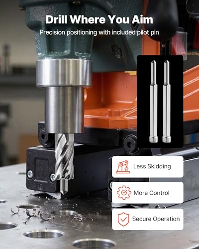 VEVOR Annular Cutter Set, 5 pcs Weldon Shank Mag Drill Bits Kit, 1" Cutting Depth, 1/2" Cutting Diameter, HSS, 3 Drill Bits with 2 Pilot Pins and 3 Plastic Cases, for Magnetic Drills, Steel, Aluminum - size: 1/2" * 1"