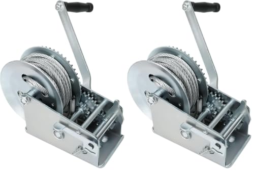 BLACKHORSE-RACING 3500 lbs Hand Winch with 33FT Cable, Hardened Steel 2 Gear Manual Crank Winch for ATV RV Boat Trailer Truck Marine Winch Heavy Duty Hand Crank Winch with Hook (Pack of 2) - size: 3500lbs (Pack of 2)