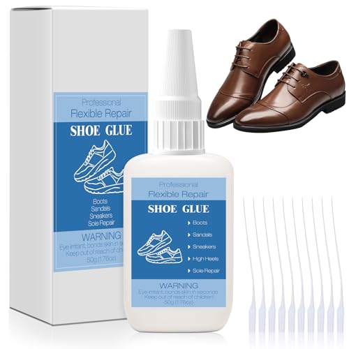 50g Shoe Glue with Nozzles, Clear Quick Dry Waterproof Shoe Repair Glue Strength Adhesive Super Glue Repair for Boots Sneakers Heels Hiking Shoes Leathers Handbags Sandals Rubber Soles - style: 50g Shoe Glue