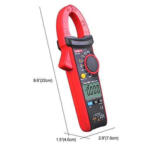 UNI-T Clamp Meter UT216C, Inrush Current AC/DC 600A TRMS HVAC Volt Amp Ohm Meter Multi Meter, Auto Ranging 6,000 Counts, Voltage Frequency Resistance Capacitance Temperature Continuity Diode Tester - size: UT216C