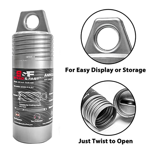 S&F STEAD & FAST Annular Cutter with Pilot Pin, 1-1/8" x 2", Mag Drill Bit - size: 1-1/8" x 2"