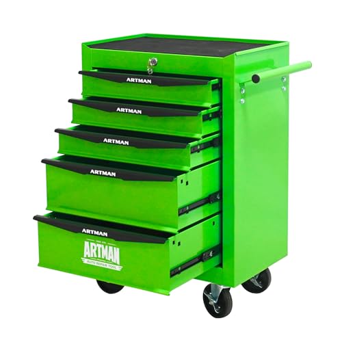 5-Drawers Steel Rolling Tool Cart with Wheels & Handle, Heavy-Duty Tool Chest Storage Cabinet for Garage and Workshop, Green - color: Green, size: 5-Drawer