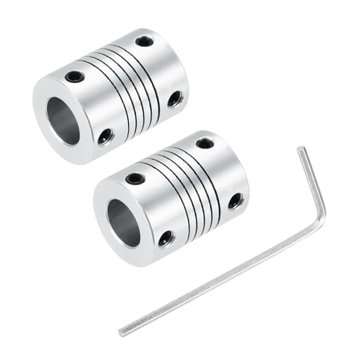 uxcell 2Pcs 6mm to 10mm Aluminum Alloy Shaft Coupling L25xD19 Flexible Coupler Beam for 3D Printer CNC Machine DIY Encoders and Motors Shaft,Silver - size: 6mm to 10mm