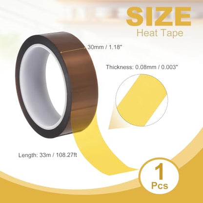 uxcell Heat Tape,30mmx33m(108ft) Heat Transfer Tape(0.08mm T,Brown) - size: 30mm