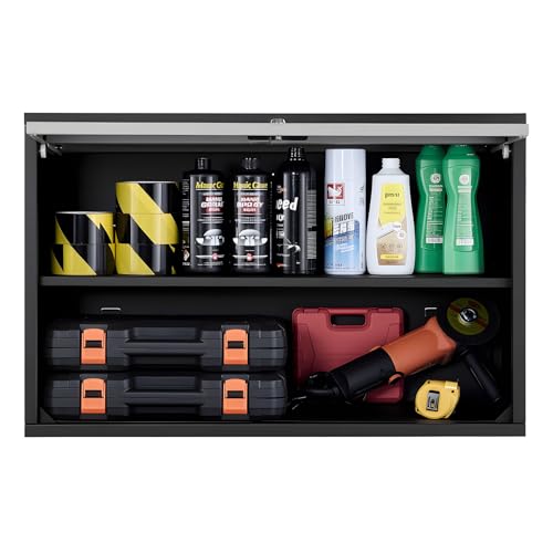 VEVOR Metal Wall Cabinet, 30.31 x 12.01 x 19.69 Inch, Floating Garage Tool Cabinet with Up-Flip Door and Shelf, 240 lbs Load Capacity, Fit for Garage, Basement, Kitchen, Warehouse Assembly Required - size: Upgrade Flip up 20"
