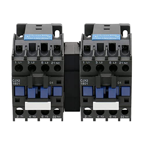 Baomain 3-Pole AC Contactor CJX2-1801 110VAC Coil, 3NO+1NC Auxiliary, 660V 3-Phase, DIN Rail Mount,for Motor Starters, Pumps, and Industrial Control Panels - style: AC 110V