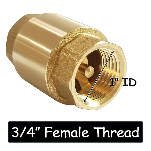 Uenede Brass 3/4 Inch NPT In-line Spring Check Valve, 1PCS - size: 3/4"NPT