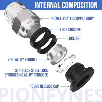 10PCS Push to Connect Fittings 5/16 Inch Tube OD x 1/4 Inch NPT Thread Pneumatic Male Straight Connector Air Fittings - size: 5/16"OD x 1/4"NPT 10PCS