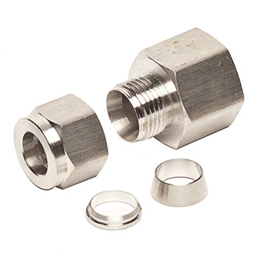 Beduan 2 Pcs 304 Stainless Steel Tubing Compression Fitting, 10mm Tube OD x 1/2" Female, Air Compression Ferrule Connect Fitting - size: 10 mm OD NPT1/2