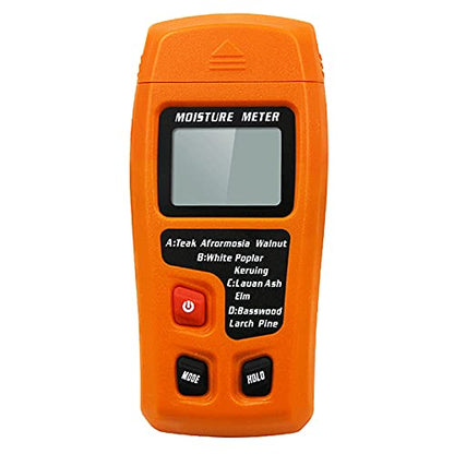 Digital Wood Moisture Meter Wood Humidity Tester Hygrometer Timber Damp Detector Large LCD Display (Orange) - color: Orange