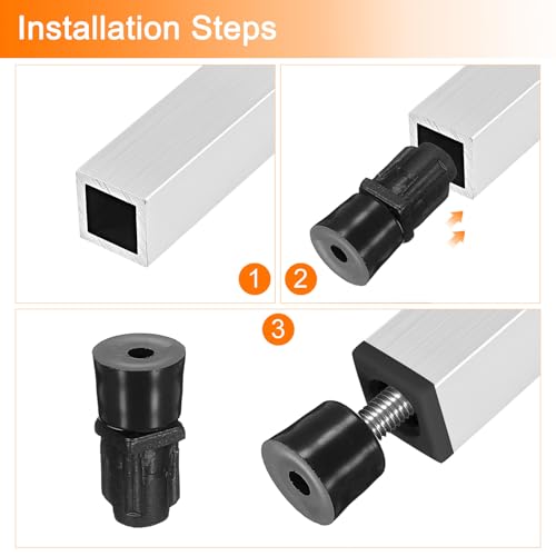 uxcell 4 Set Leveling Feet, M5x10x10mm Plastic Adjustable Furniture Leg Leveling Square Tube Insert Screw-in Glide Levelers for Table Chair Furniture, Black - size: M5x10x10mm