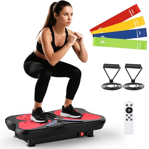 Vibration Plate Exercise Machine 400 lbs Capacity for Lymphatic Drainage - color: Bright Red