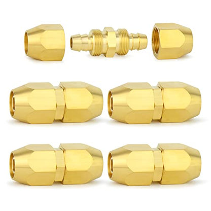 ChillWaves Brass Air Reusable Replacement Fitting,Reusable Hose Splicer 1/4" ID Polyurethane Hose（1/4" Barb）Repair Fitting(5-PACK) - size: 1/4" Barb x 1/4" Barb (1/4" ID 3/8" OD)