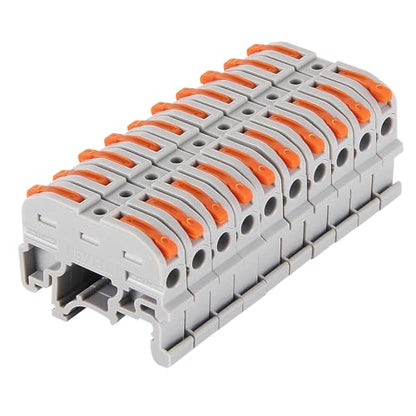 10Pcs DIN Rail Terminal Blocks Compact 24-12 AWG Wire Connectors for Electrical Control Panels Industrial Use - Grey - color: grey 10pcs