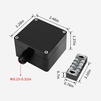 ABS IP67 Waterproof Dustproof Electrical Junction Box, with 15A 600V Barrier Terminal Cable Connector, 1IN/1Out Power Junction Box（2.48 * 2.28 * 1.37in） - size: 1T1 2.48" x 2.28" x 1.37"