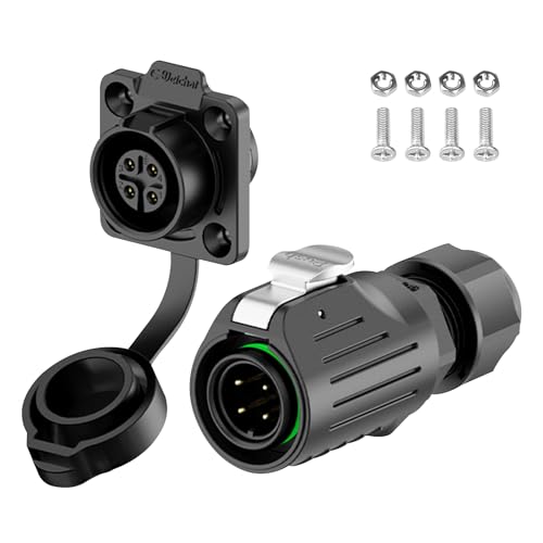 EW-LP16 Industrial Waterproof Connector IP68 Quickly Plugging Aviation Connector PBT Plastic Shell Circular Connector Fast Release Electrical Connector M16 2-9 Pin Flange Socket (4 Pin) - color: Flange Socket/PBT Plastic, size: 4 Pin